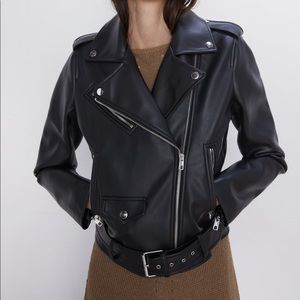 Zara faux leather biker jacket